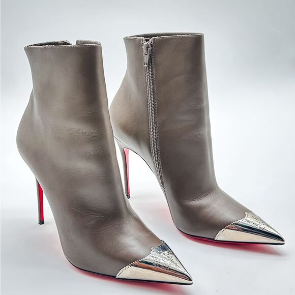 Christian Louboutin Shoes - Christian Louboutin Calamijane 100 Mastic Leather Pointed Toe Ankle Booty EU38.5